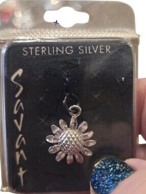 Vtg New Avanti Sterling Silver Sunflower Charm - Silver